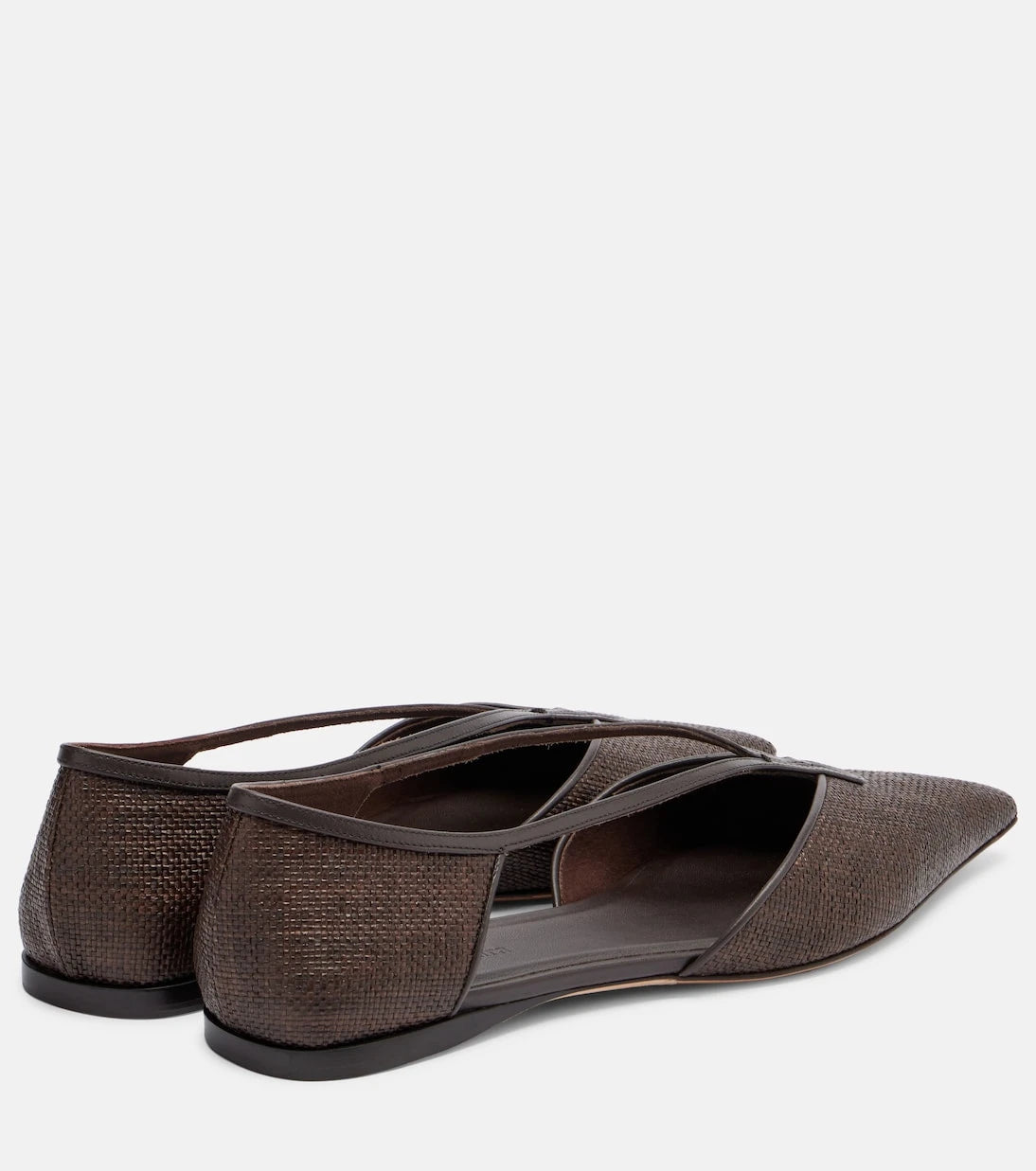 Max Mara - Volpino leather-trimmed woven ballet flats