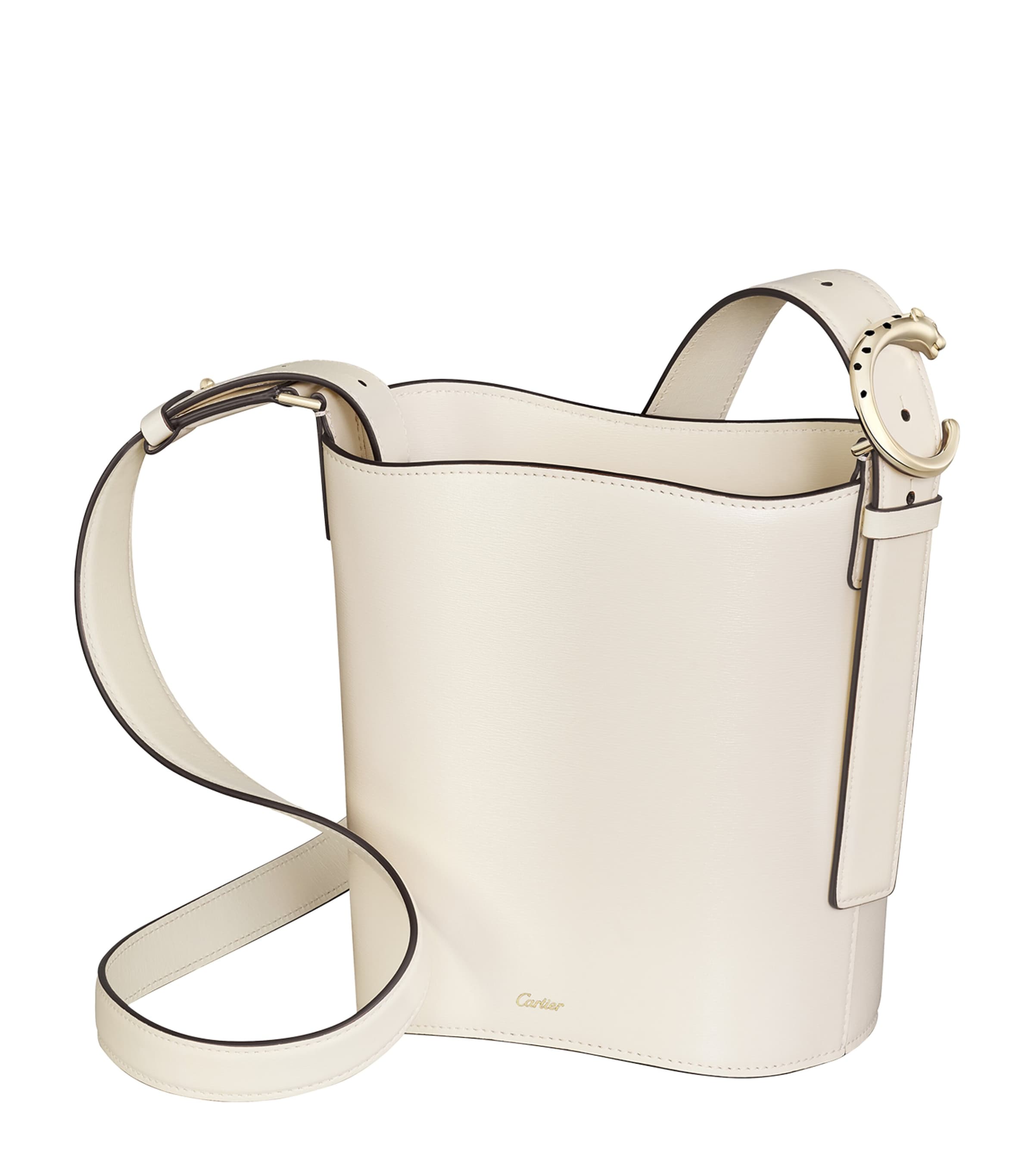 Cartier White Small Leather Panthère C de Cartier Bucket Bag