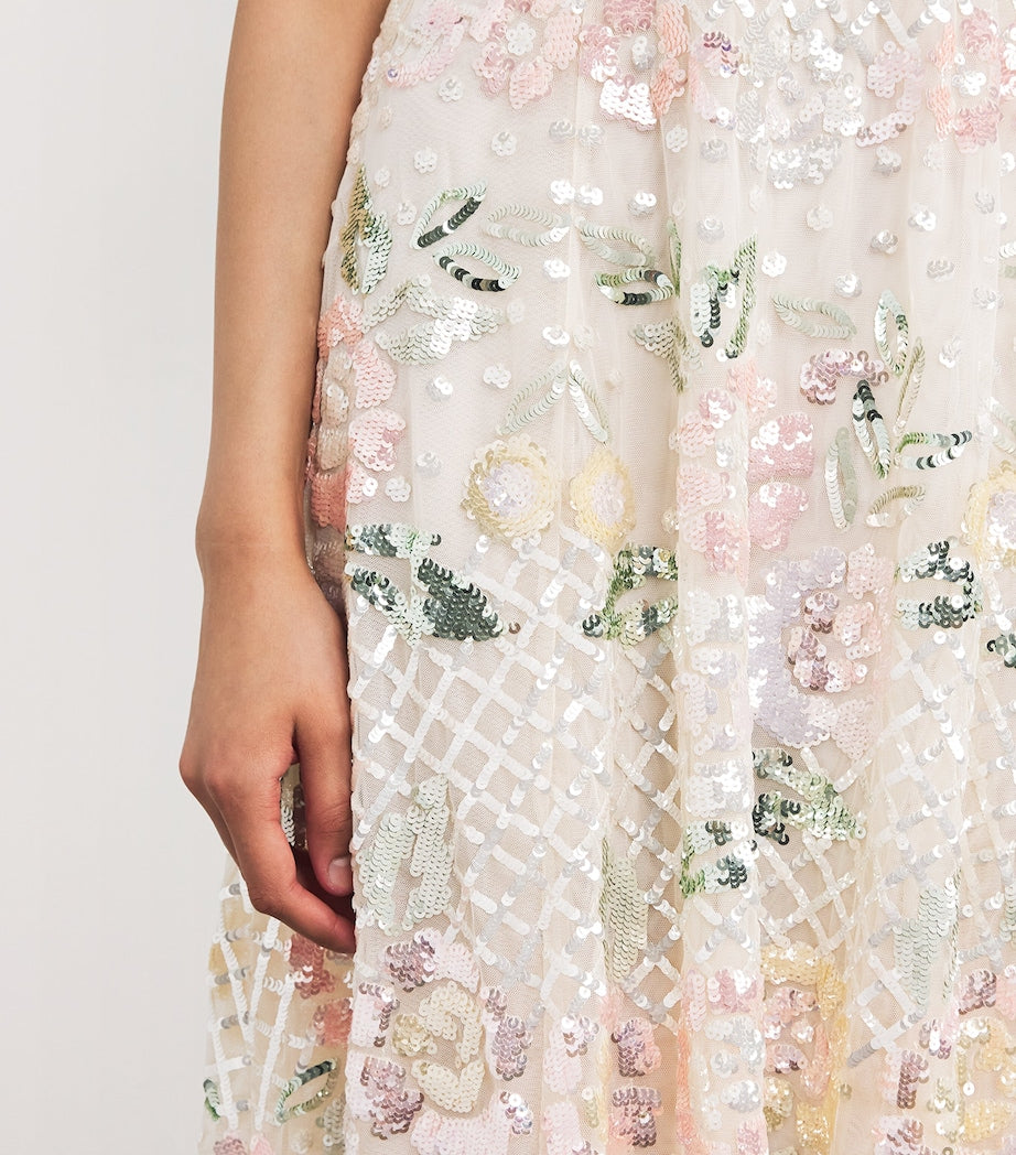 Needle & Thread Ivory Embellished Rosalie Ballerina Midi Dress