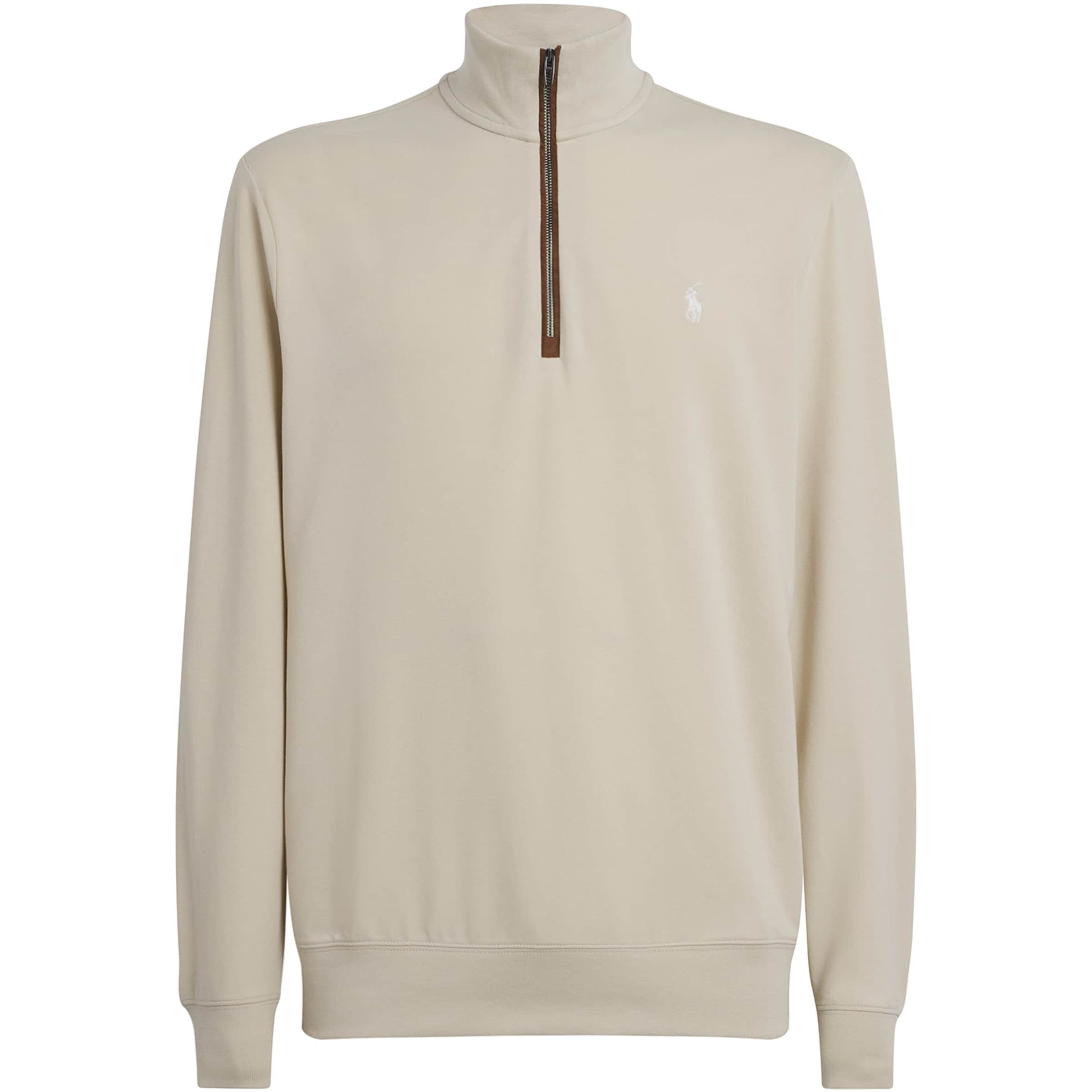 Cotton-Blend Polo Pony Quarter-Zip Sweater