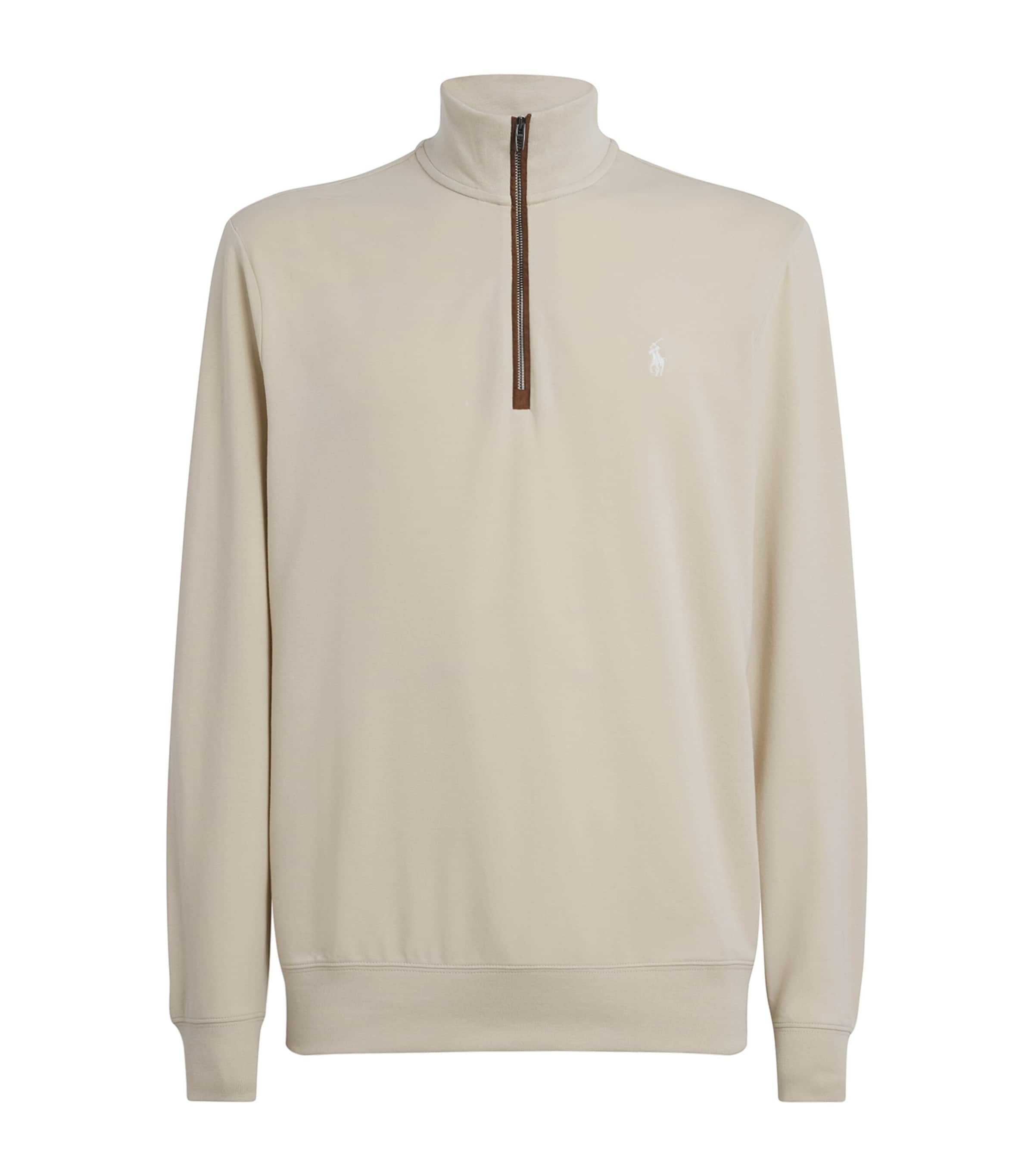 Cotton-Blend Polo Pony Quarter-Zip Sweater