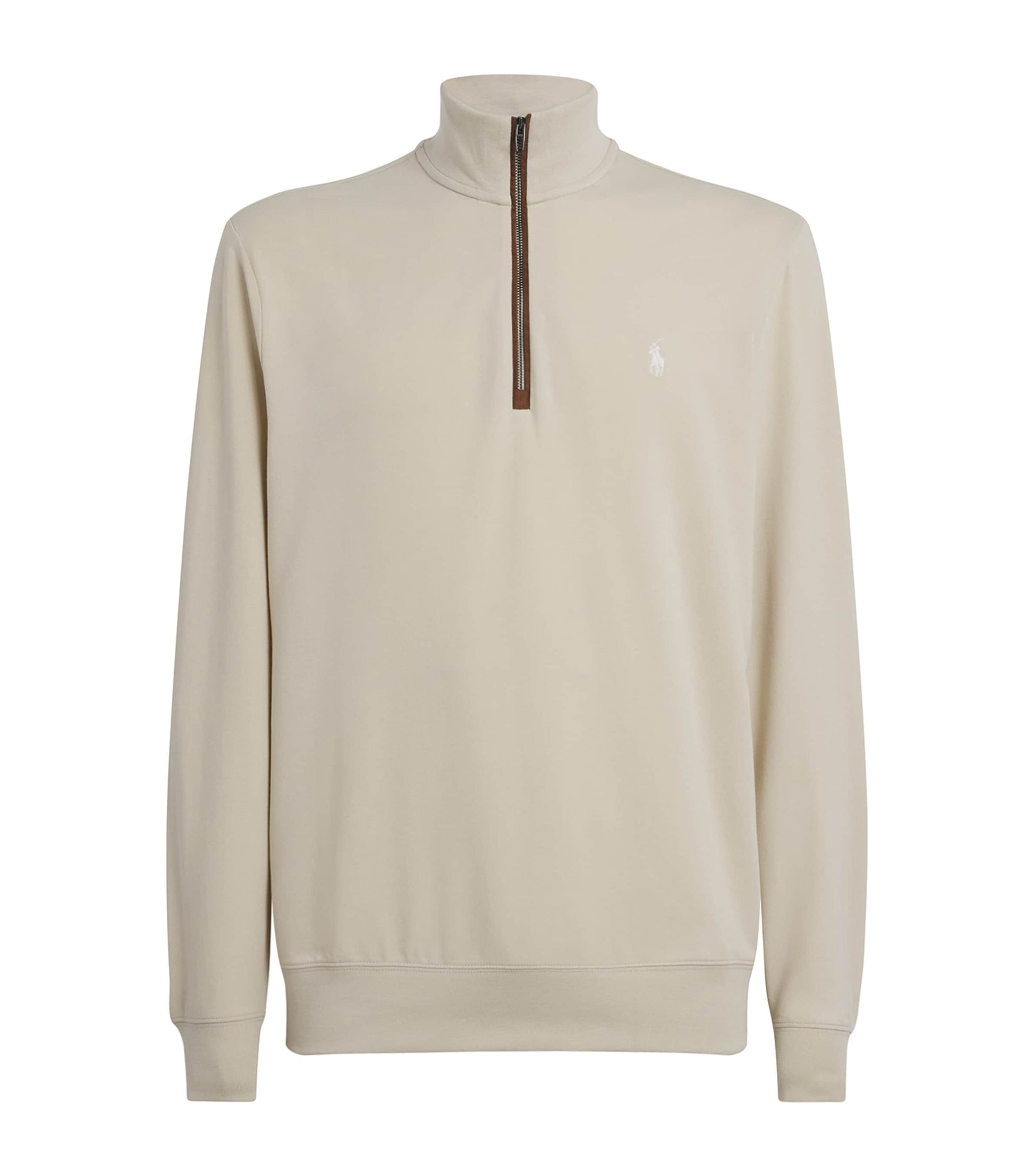 Cotton-Blend Polo Pony Quarter-Zip Sweater