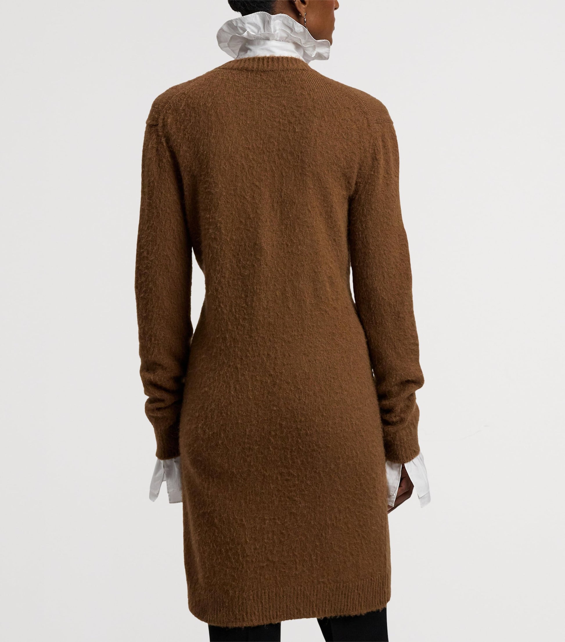 Brown Cashmere-Alpaca Long Cardigan