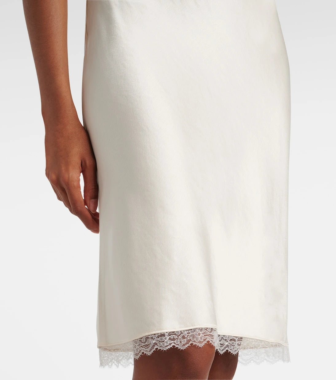 Leset - Barb lace-trimmed satin slip skirt