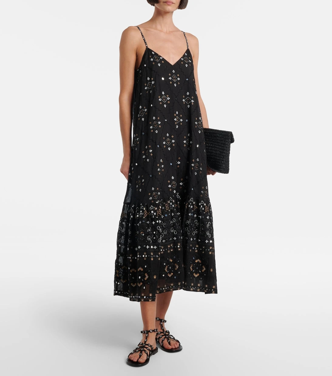 Juliet Dunn - Embroidered cotton midi dress