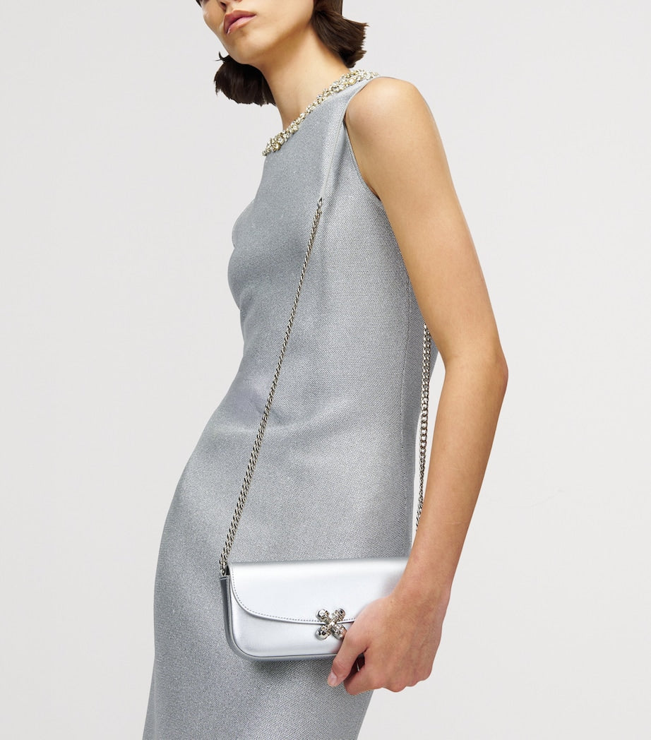 Small Leather Skull Flower Cross-Body Bag