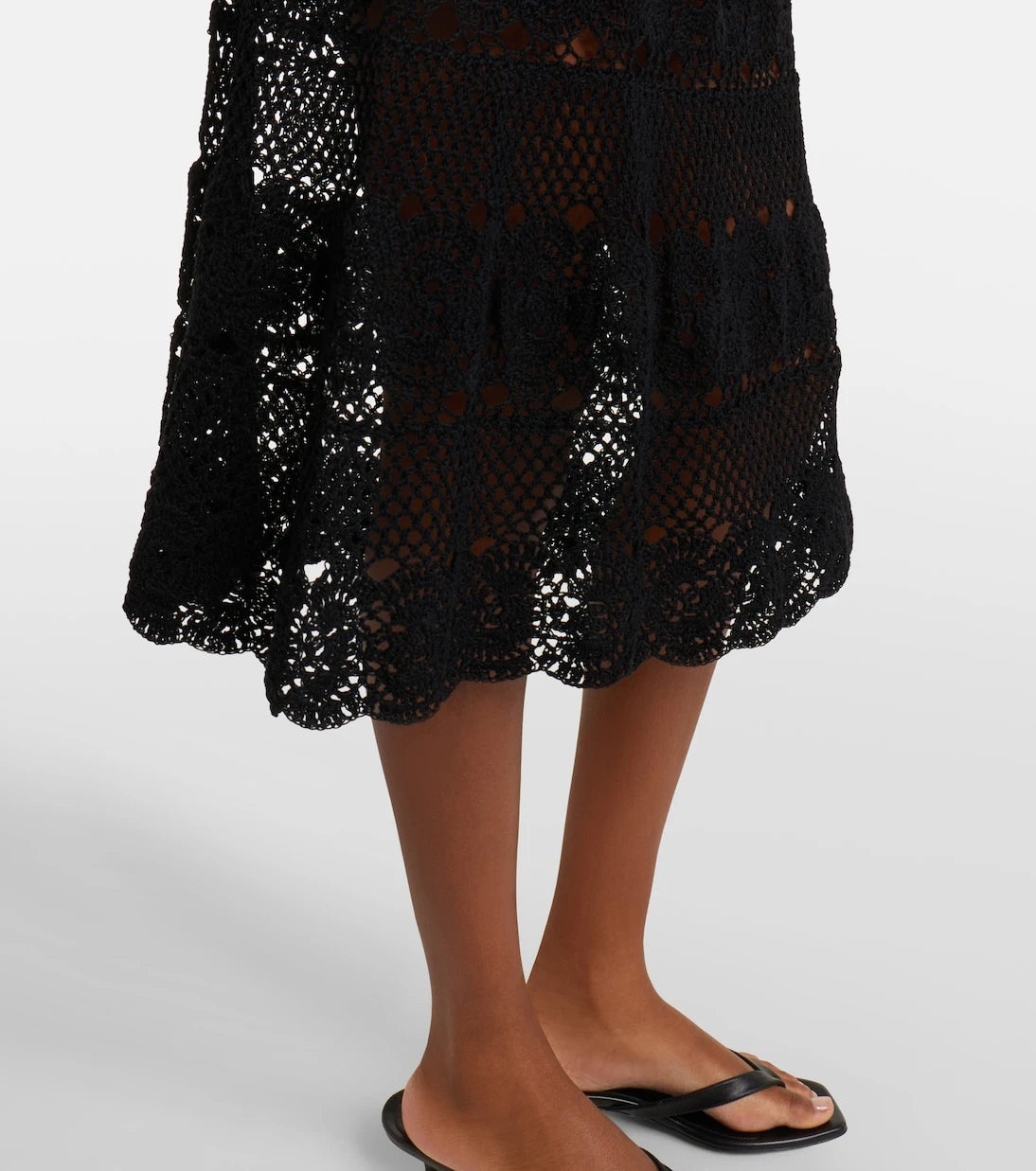 Anna Kosturova - Filigree crochet cotton midi skirt