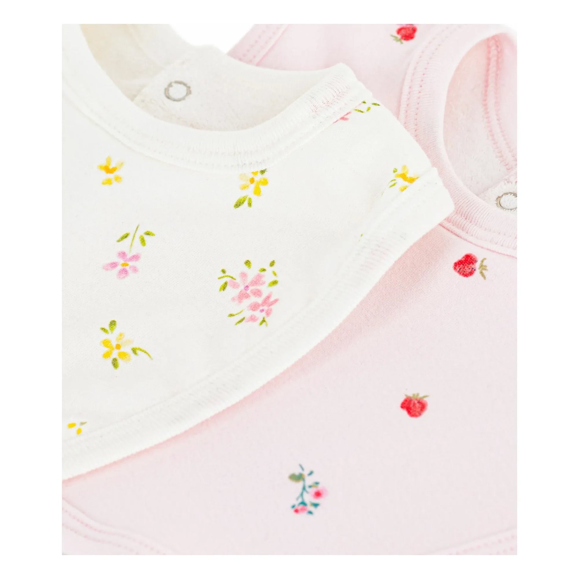Petit Bateau - Batch 2 Flowered Bibs | Pink