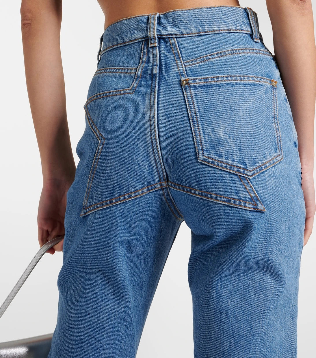 Area - Crystal-embellished high-rise straight jeans