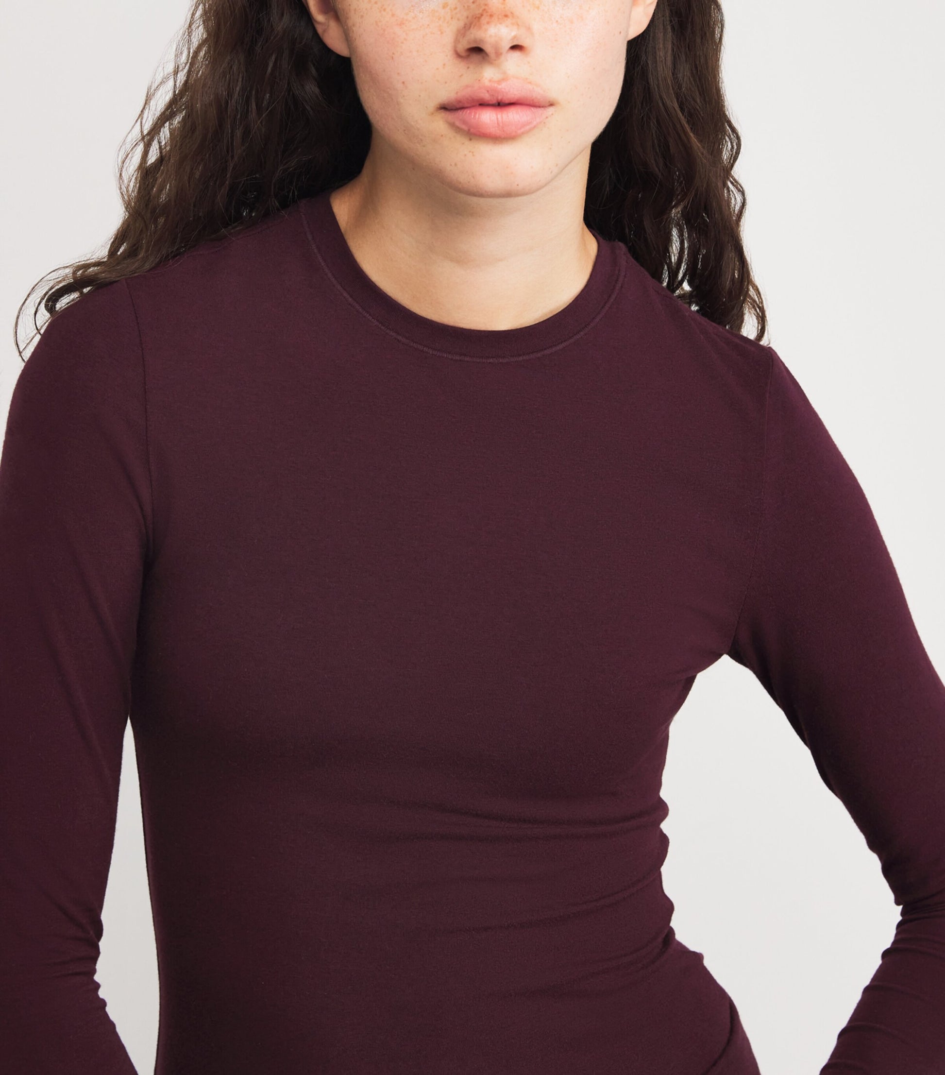 Skims Burgundy Cotton Jersey Long-Sleeve T-Shirt