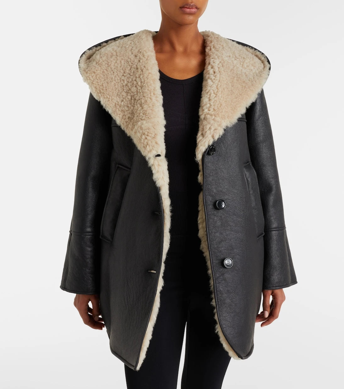 Alaïa - Shearling-lined leather coat