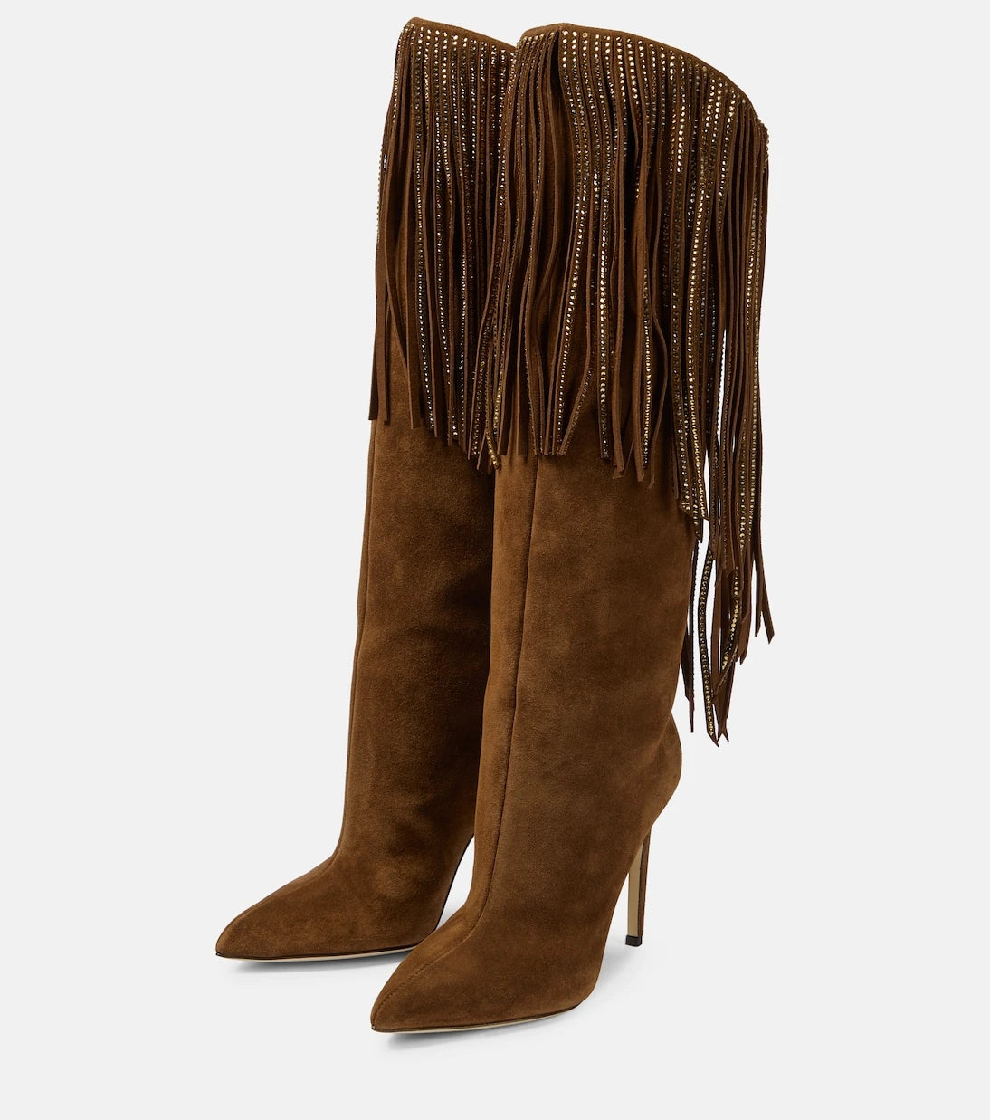 Paris Texas - Fringed embellished suede knee-high boots