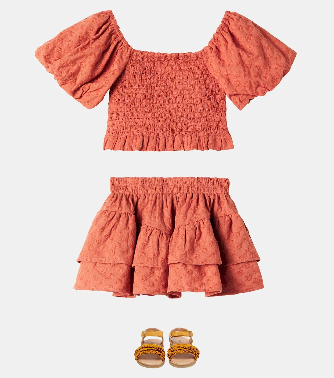 Rylee + Cru - Embroidered tiered cotton skirt