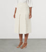 Marina Rinaldi White Tweed Pleated Midi Skirt