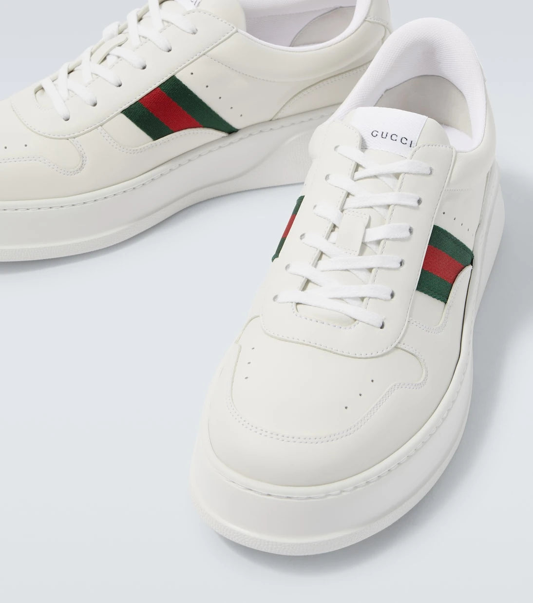 Gucci - Web Stripe leather sneakers