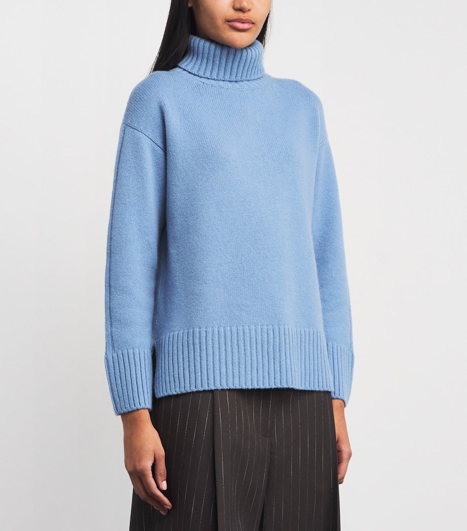 Harrods Blue Cashmere Rollneck Sweater