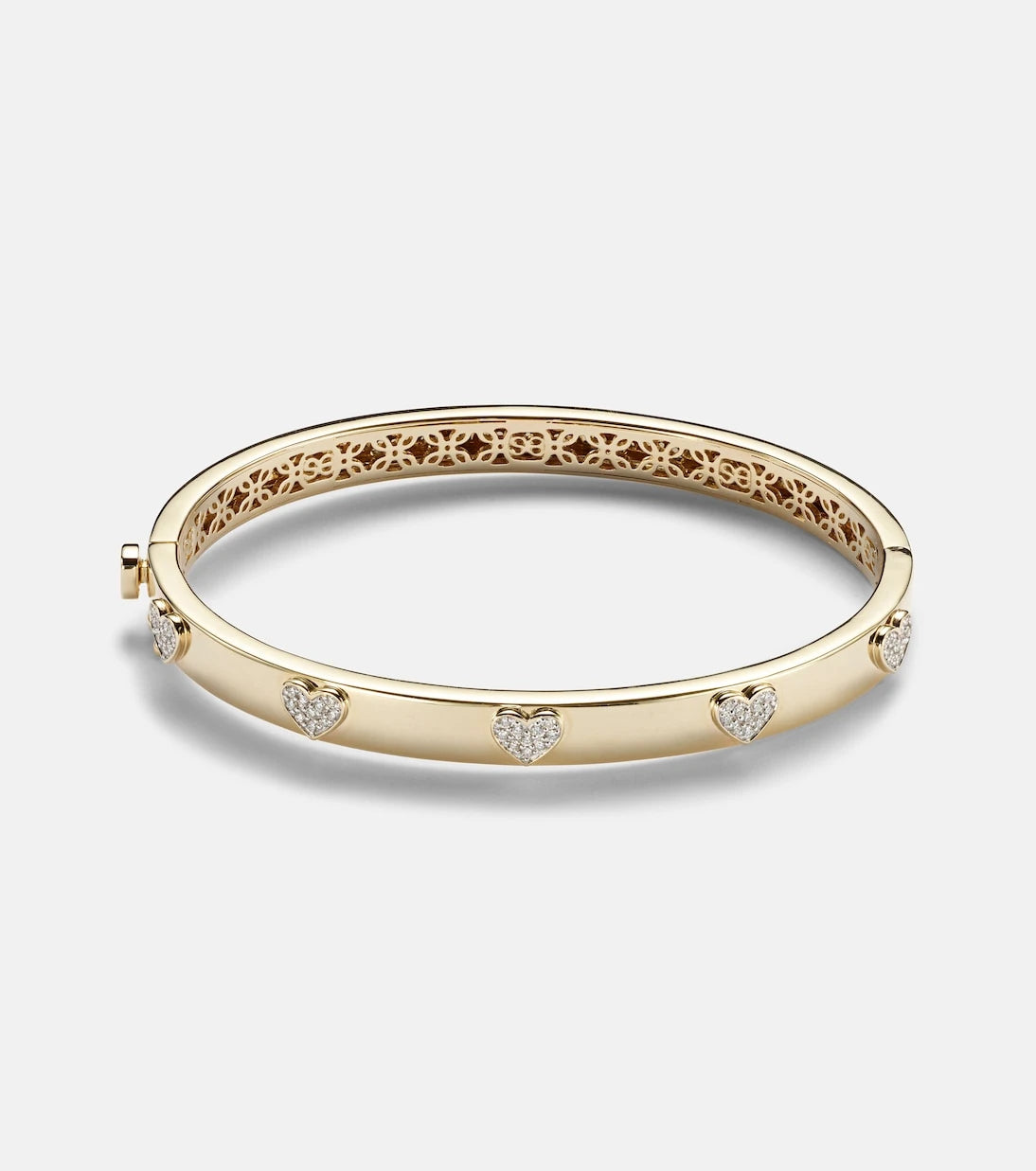 Sydney Evan - Heart 14kt gold bangle with diamonds