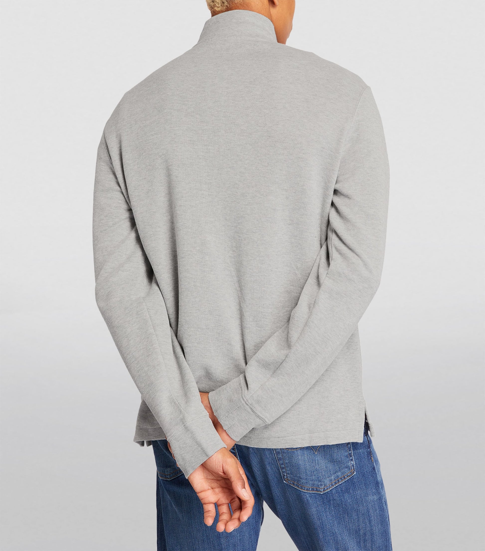 Polo Ralph Lauren Grey Cotton Quarter-Zip Sweater