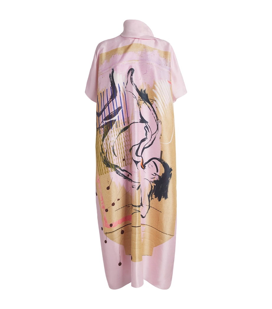 Pink Silk Oshsone Midi Dress