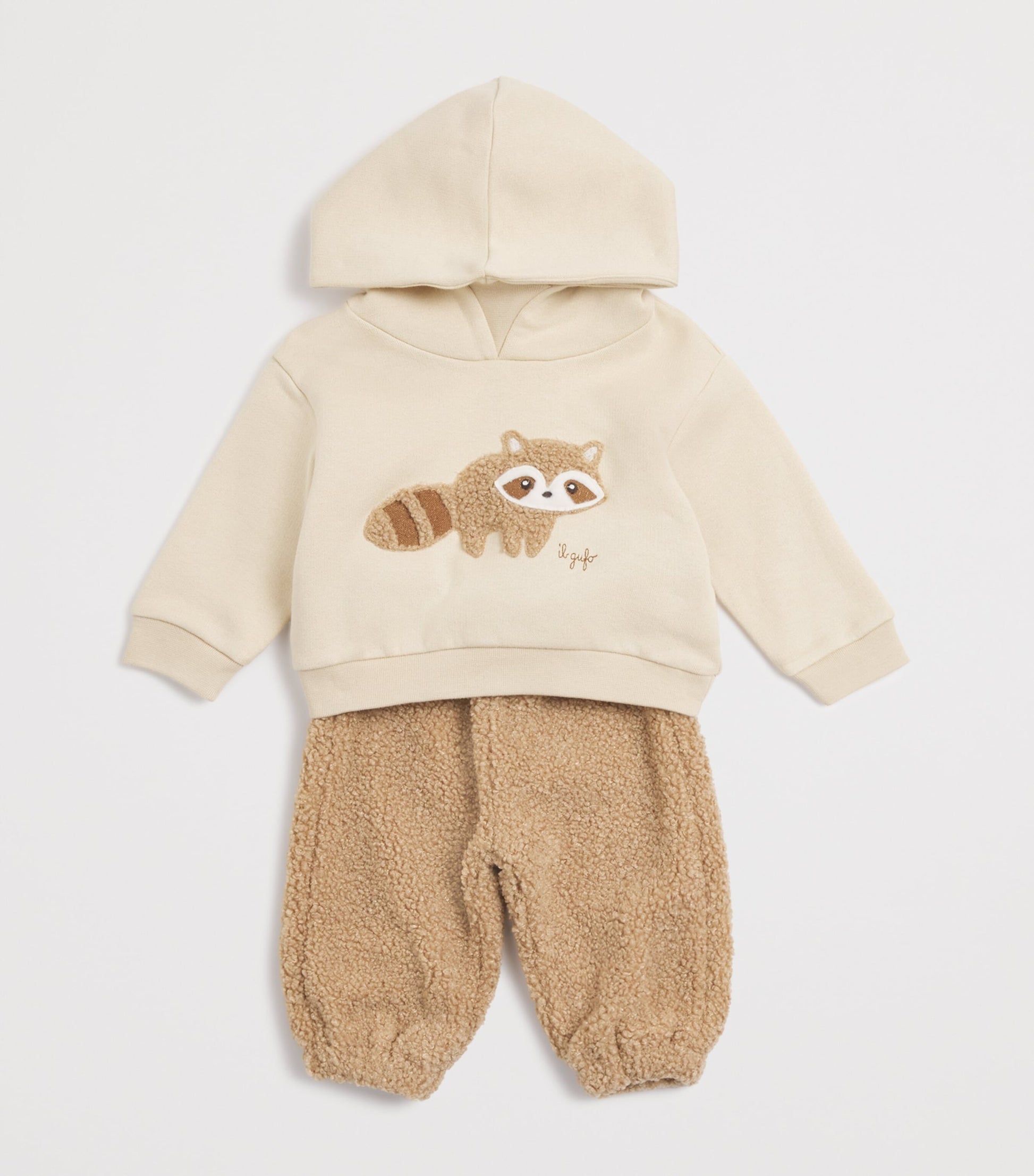 Cotton-Blend Racoon Hoodie and Trousers Set (6-36 Months)