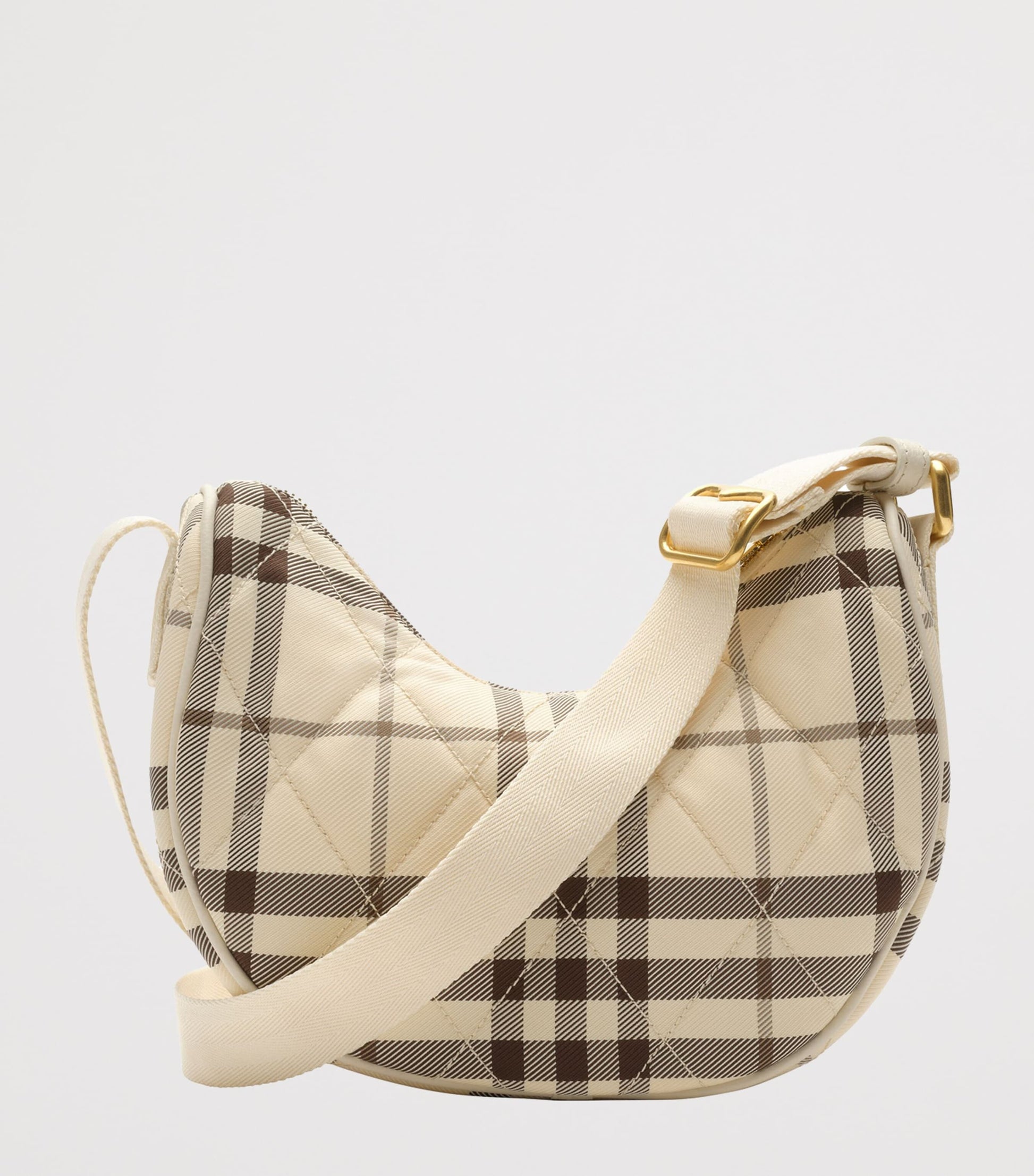 Burberry Leather-Trim Check Horseshoe Cross-Body Bag
