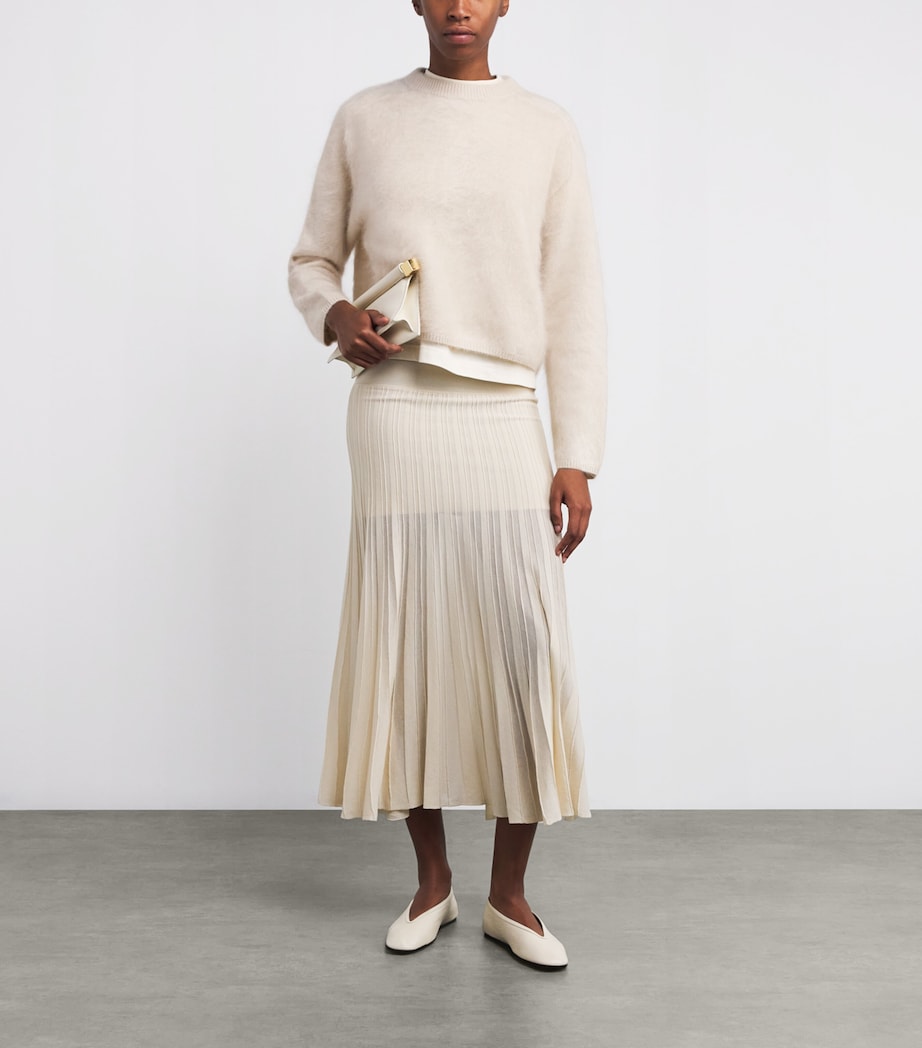 Soft Goat Ivory Brushed Cashmere Crew-Neck Sweater