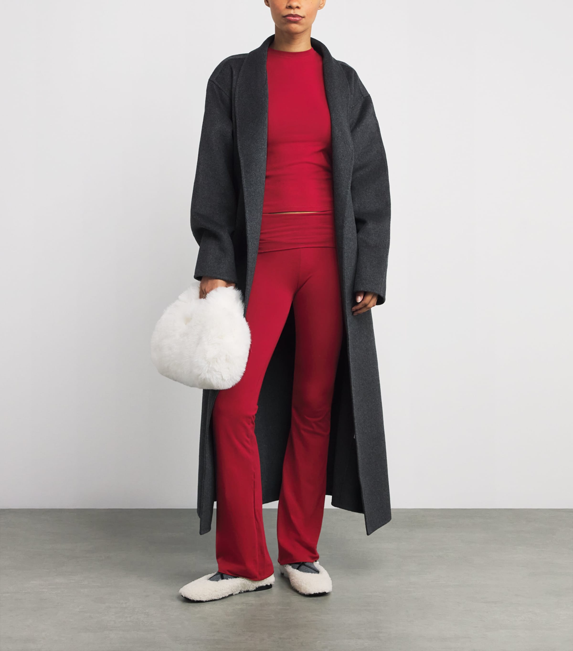 Skims Red Cotton-Blend Jersey Foldover Trousers