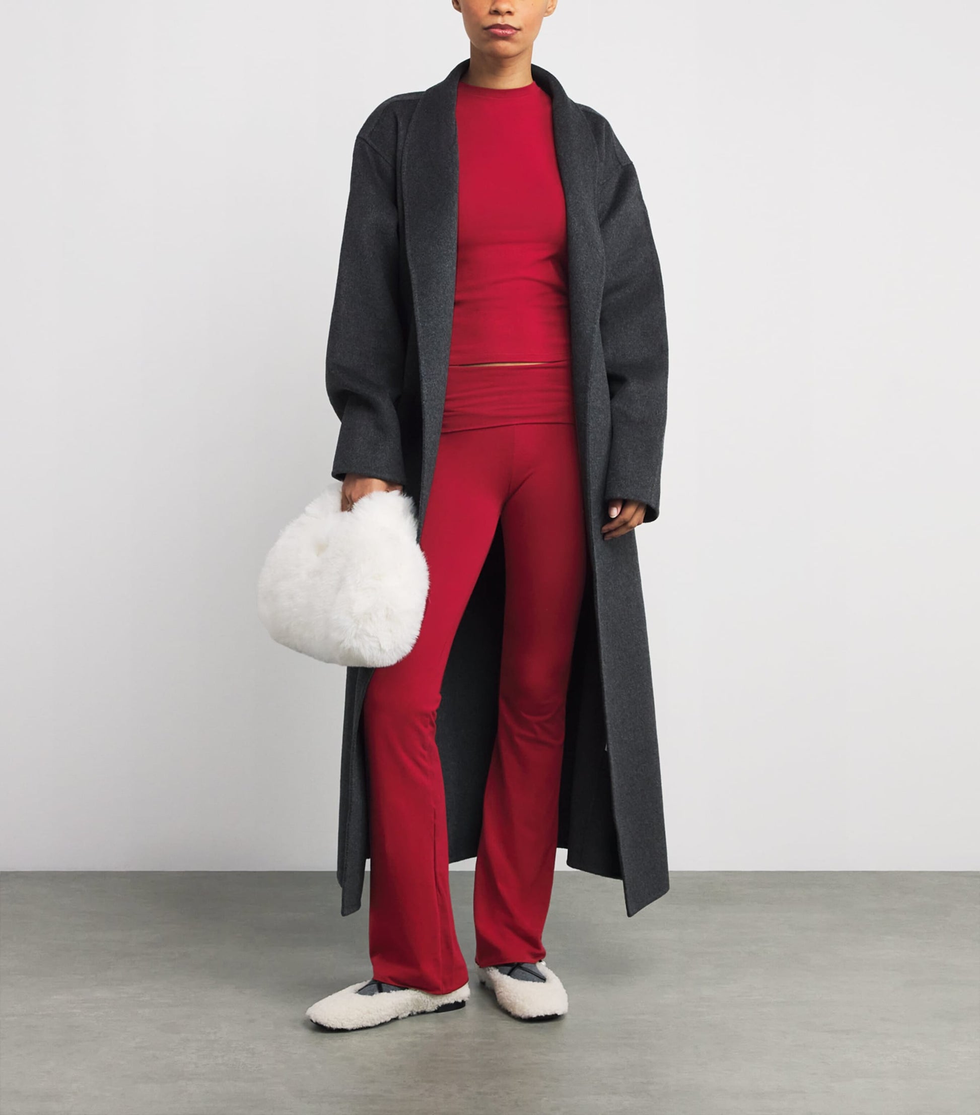 Skims Red Cotton-Blend Jersey Foldover Trousers