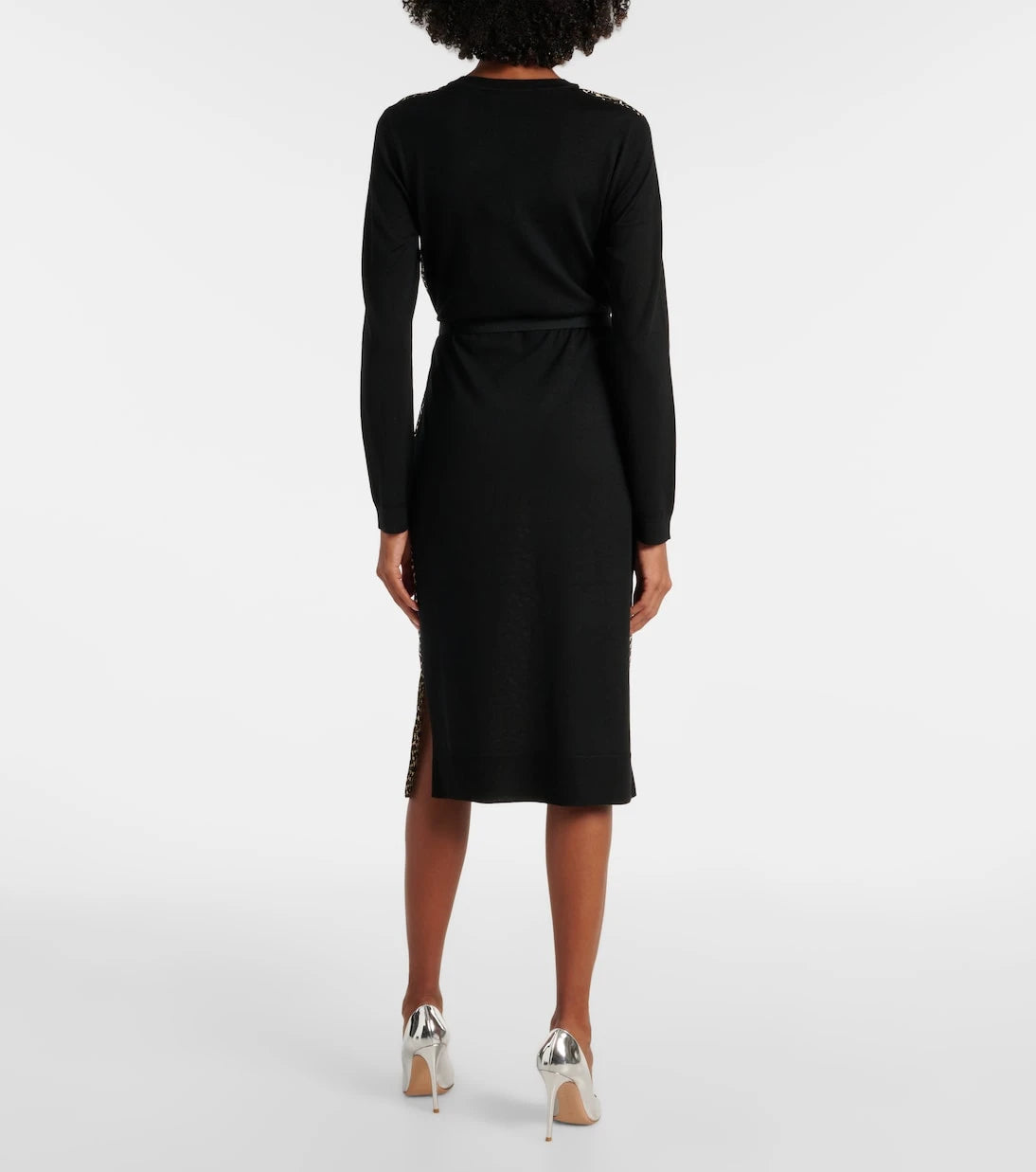 Tory Burch - Belted silk-trimmed wool midi dress