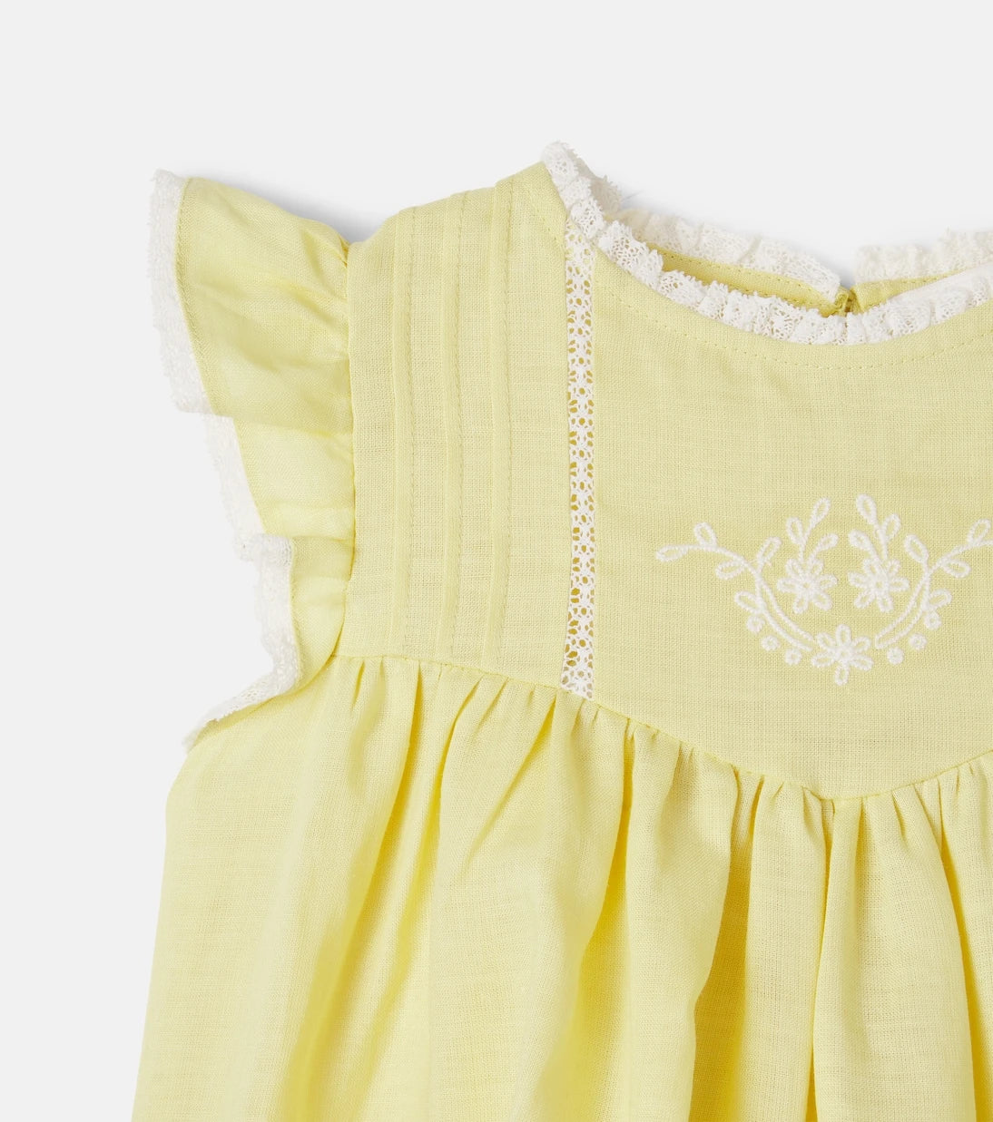 C'era Una Volta - Embroidered lace-trimmed ramie top
