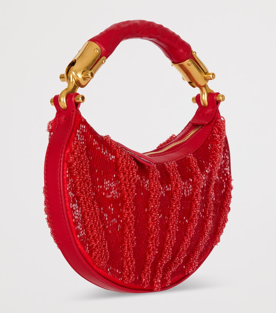Balmain Red Mini Zebra-Print Ebene Top-Handle Bag