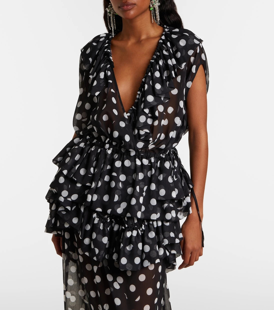 Dries Van Noten - Polka-dot ruffled top