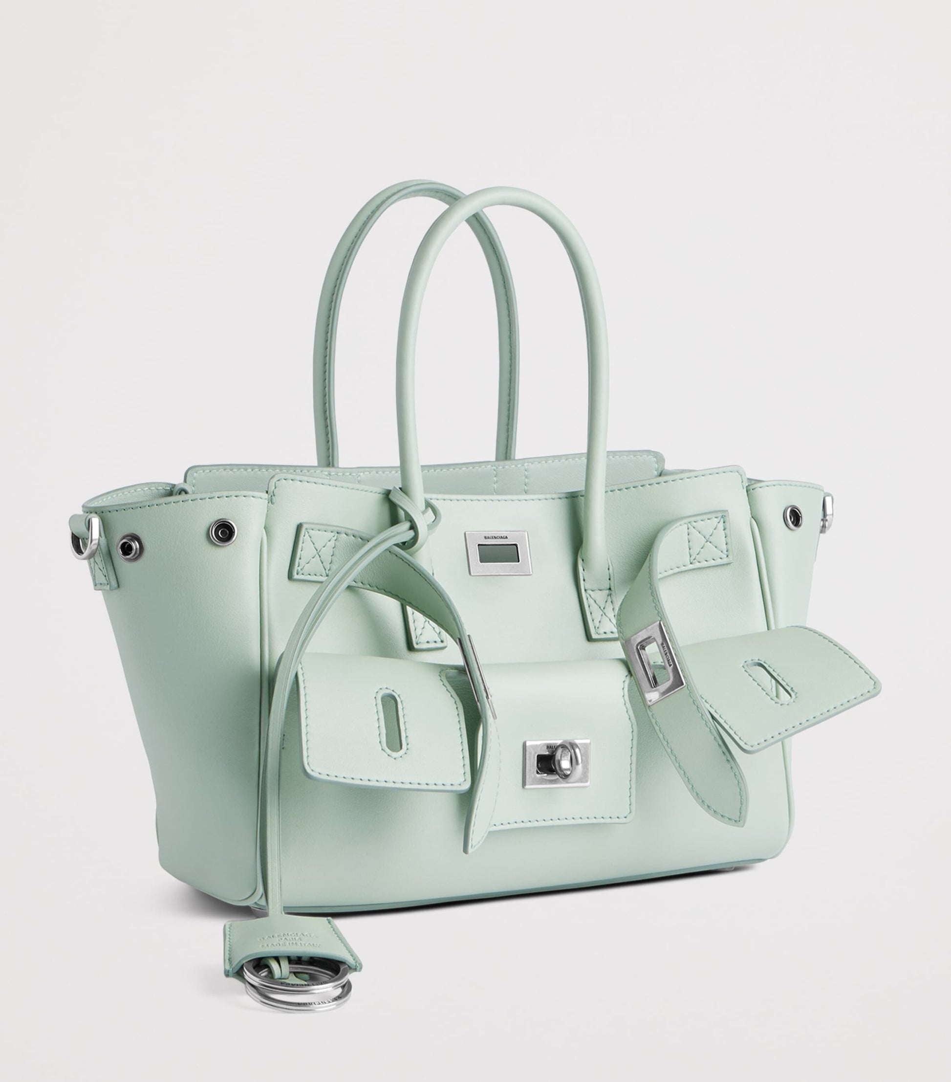 Balenciaga Green Mini Leather Bel Air Carry All Tote Bag