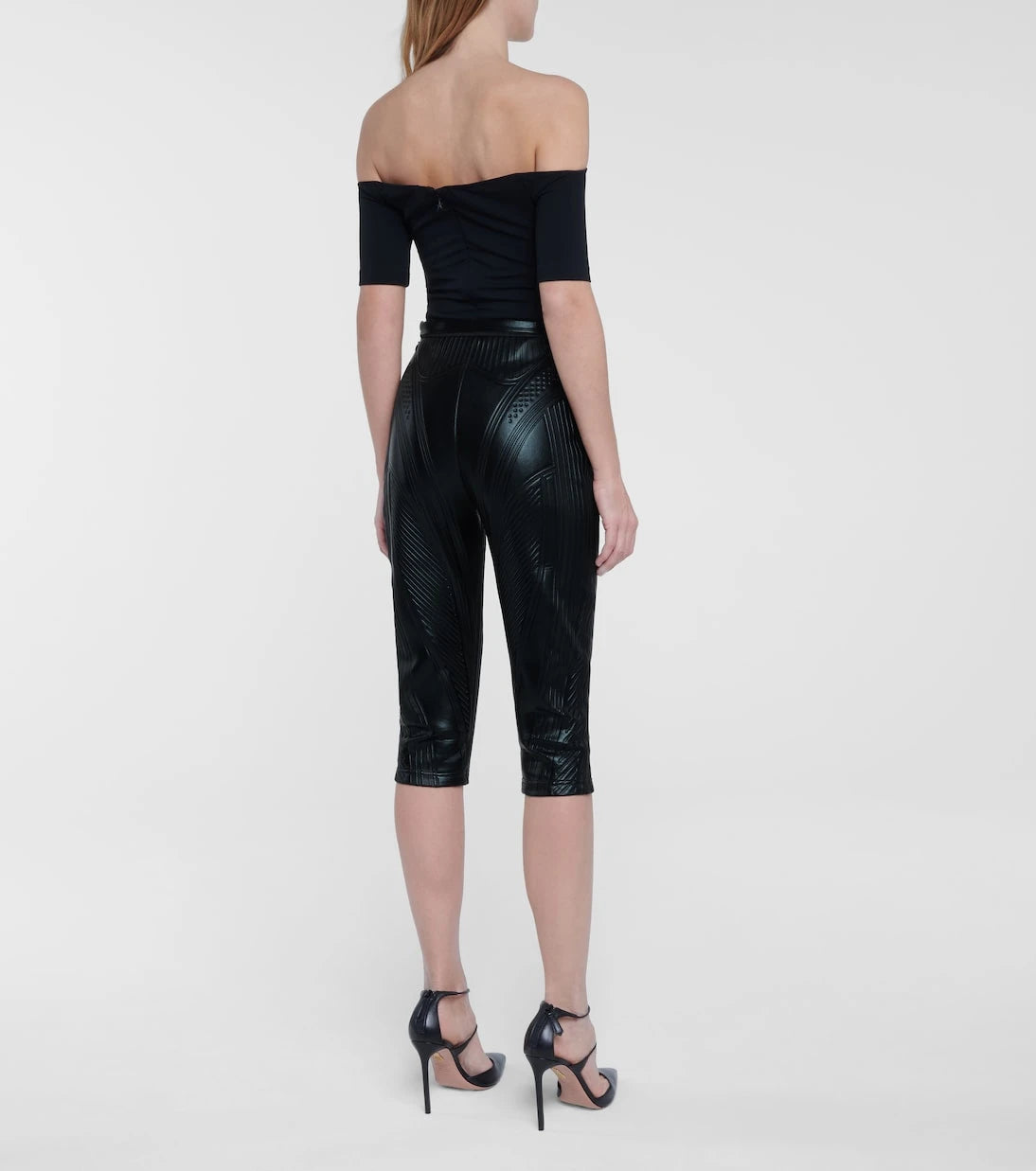 Mugler - Embossed scuba biker shorts