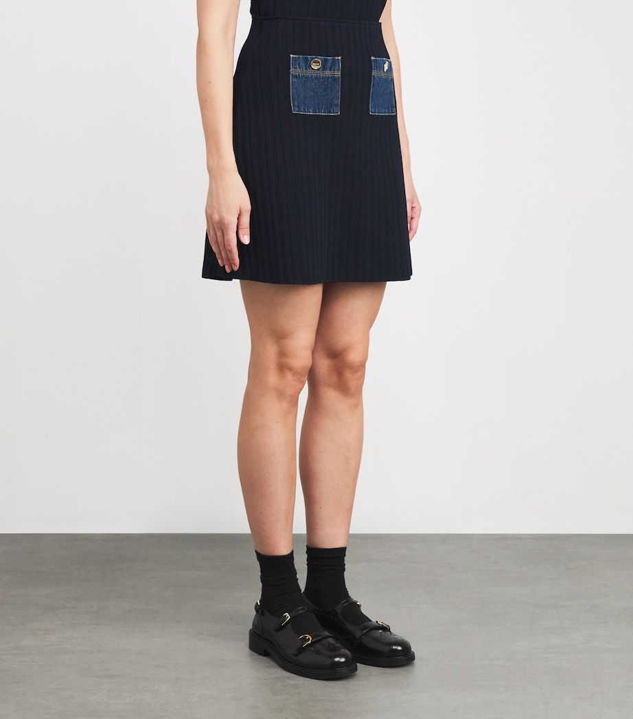 Blue Knitted Mini Skirt