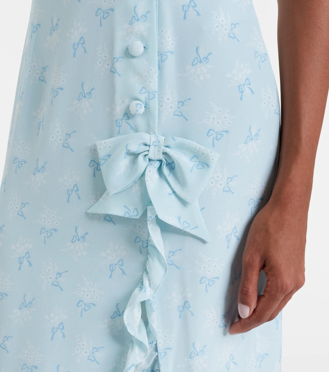Alessandra Rich - Ruffled bow-detail silk maxi dress