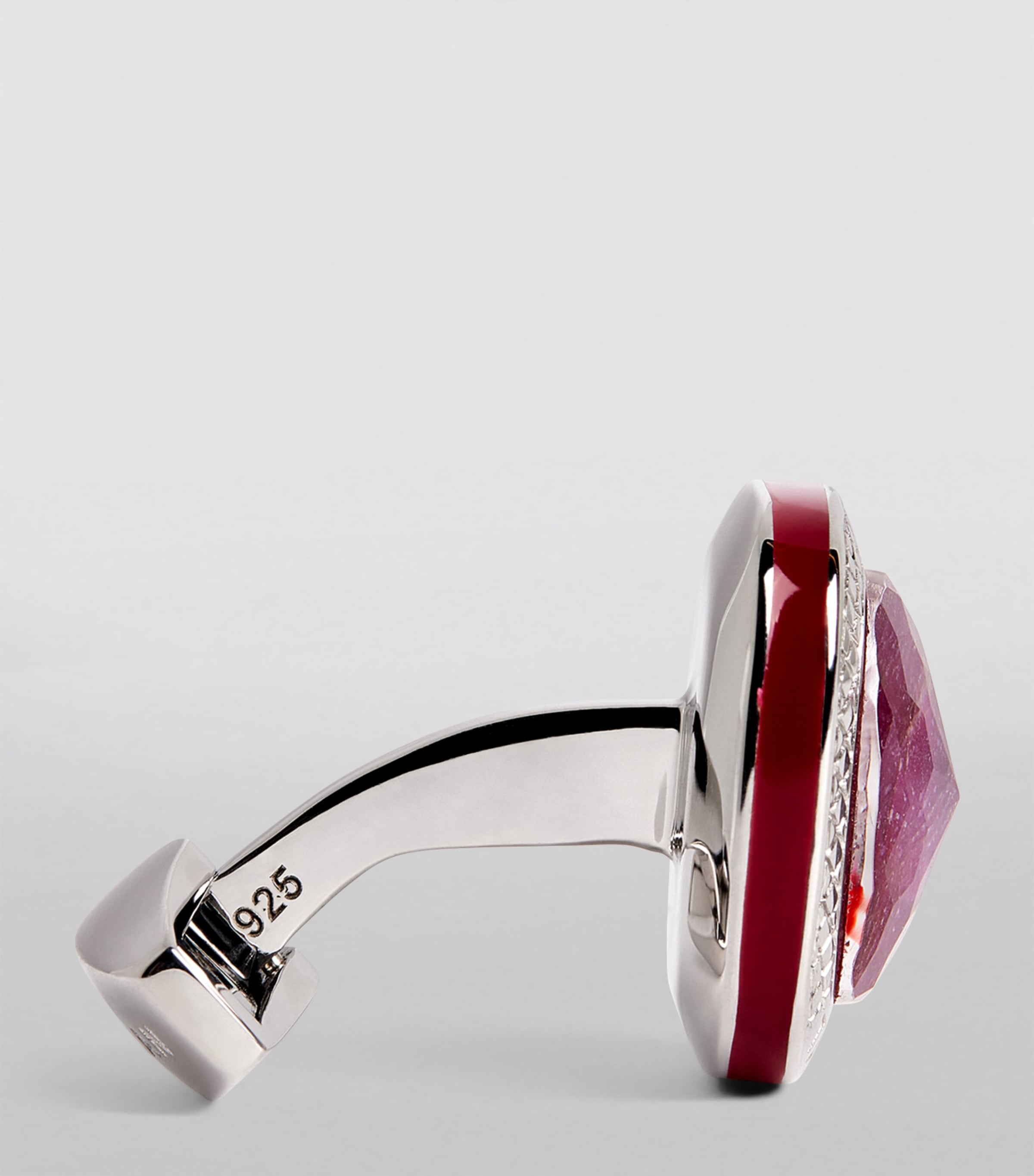 Sterling Silver and Ruby Square Cufflinks