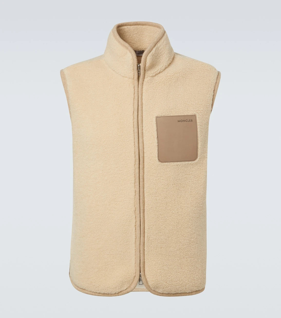 Moncler - Leather-trimmed teddy vest