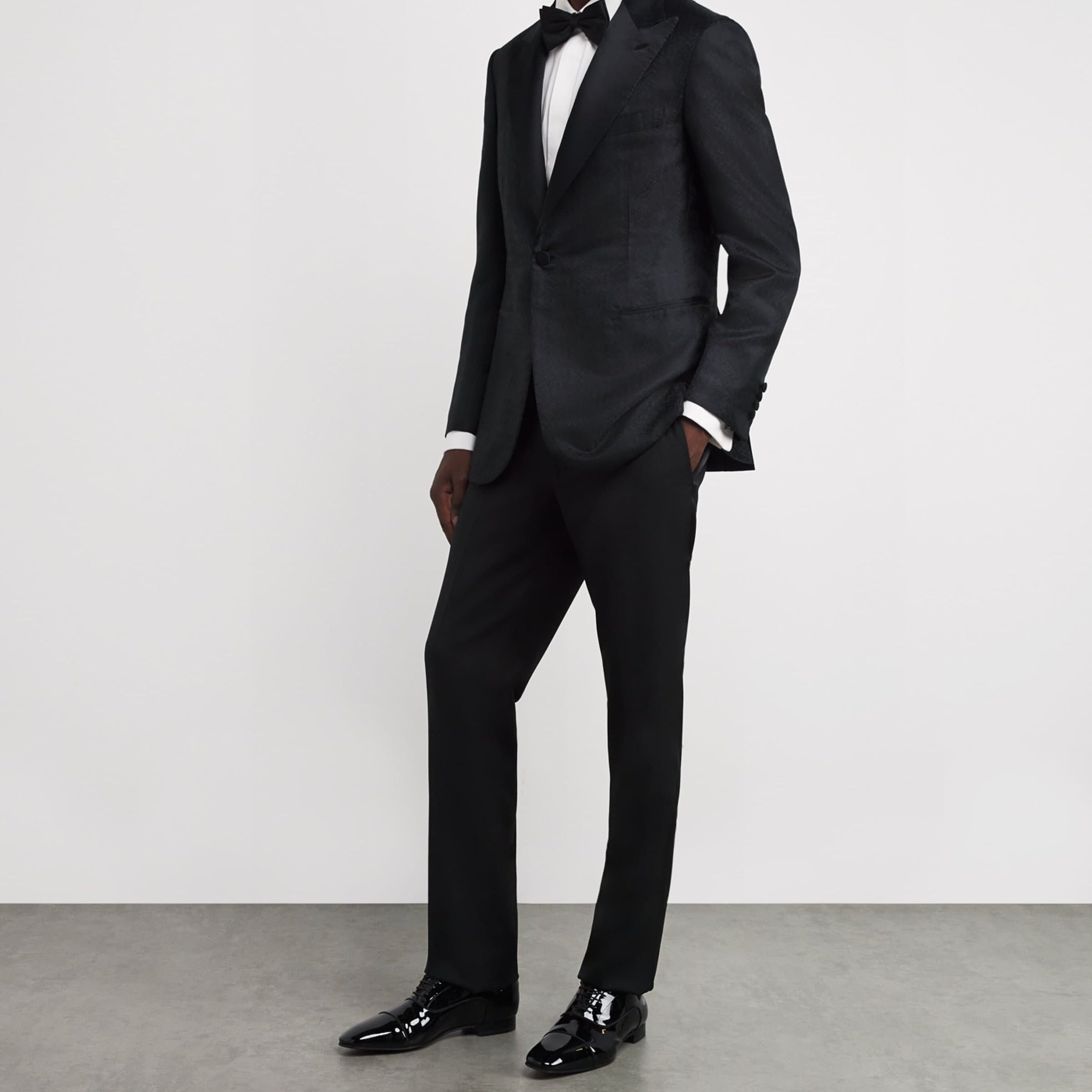 Brioni Black Silk Jacquard Virgilio Tuxedo Jacket