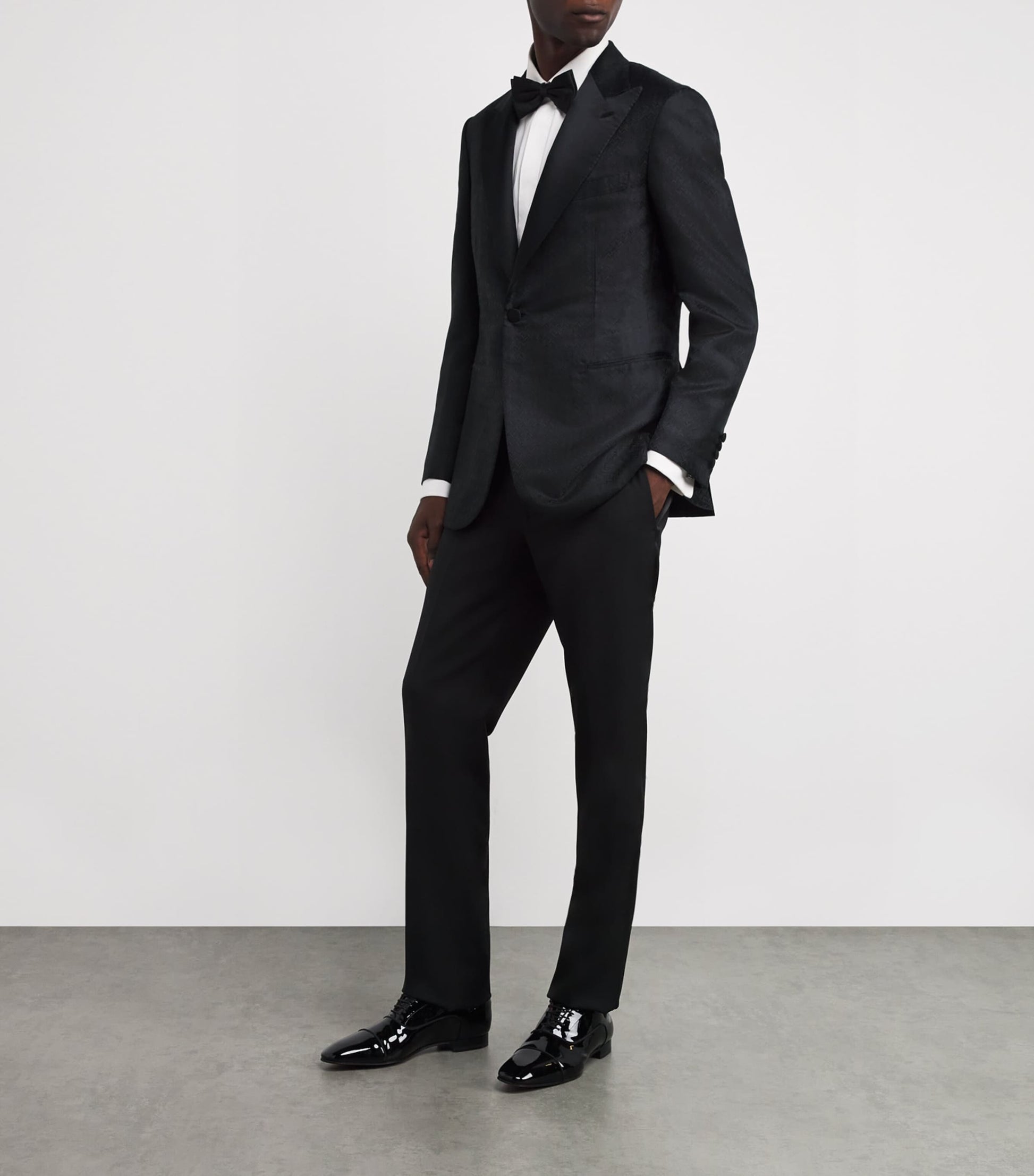 Brioni Black Silk Jacquard Virgilio Tuxedo Jacket