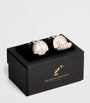 Deakin & Francis Sterling Silver Pearl-Detail Clam Cufflinks