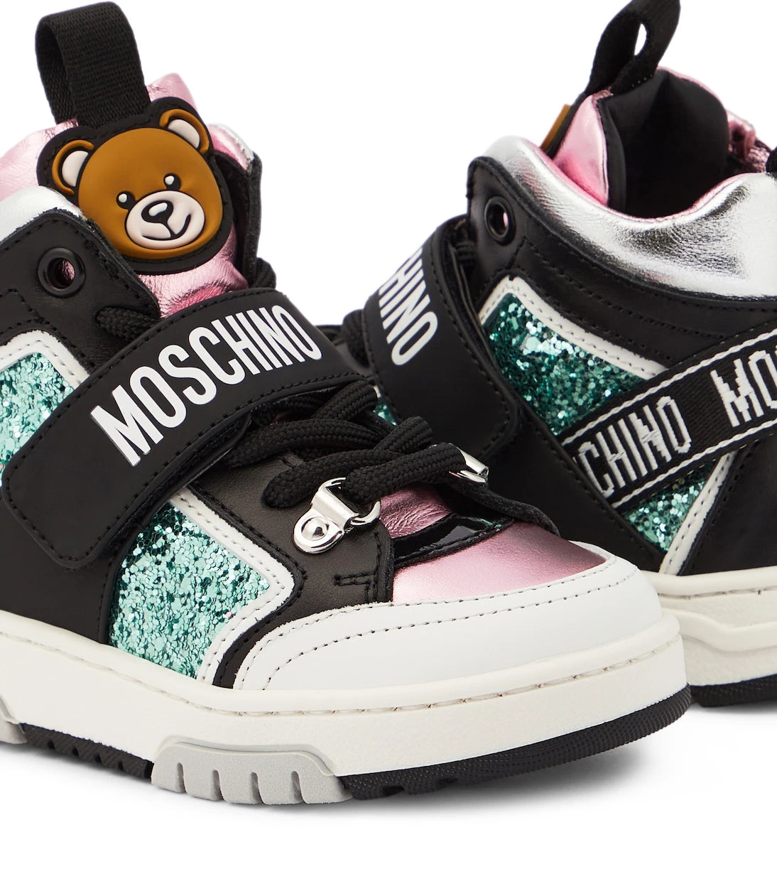 Moschino Kids - Logo leather high-top sneakers