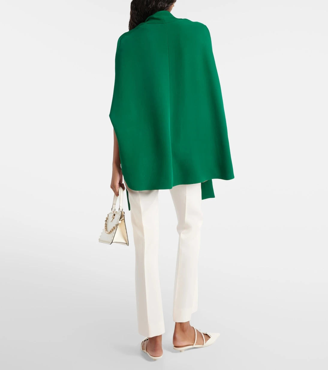 Valentino - Caped tie-neck silk blouse
