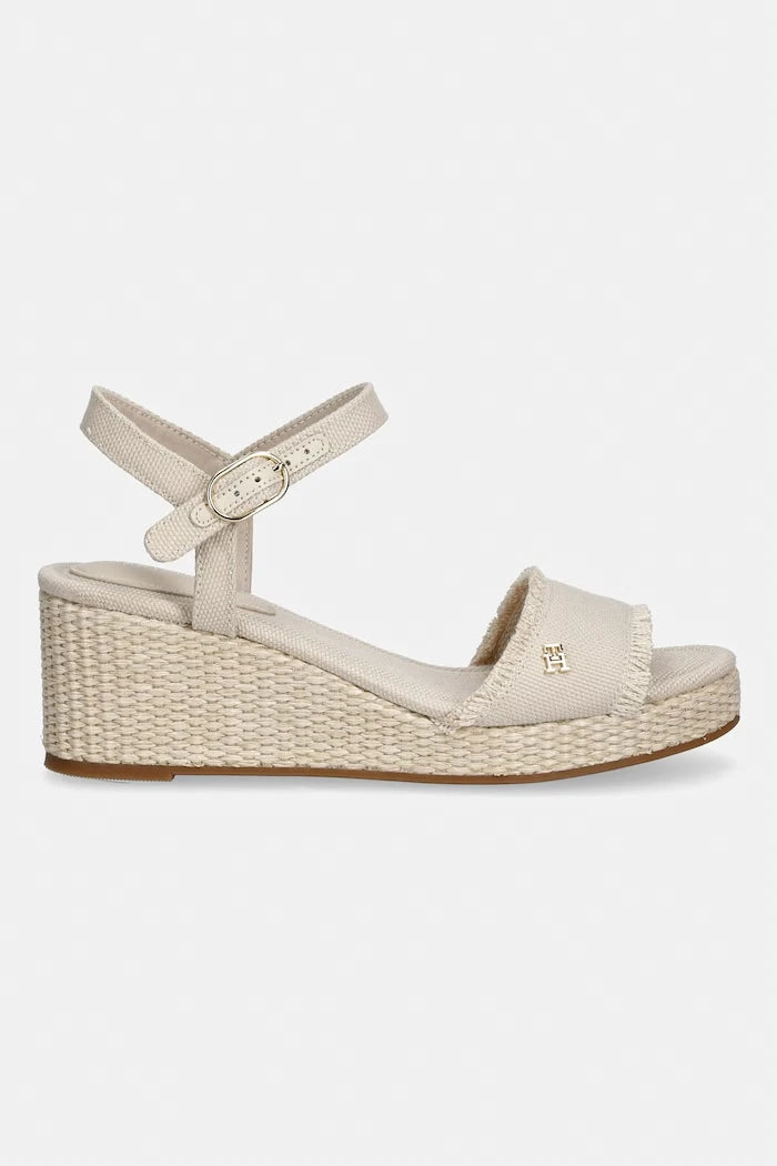 Tommy Hilfiger Topuklu Wedge Platform Sandalet MID WOVEN WEDGE ESPAD FRINGE