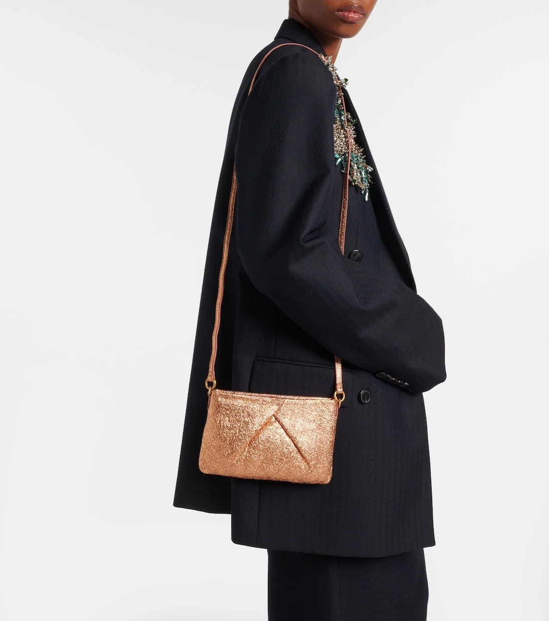 Dries Van Noten - Metallic leather clutch