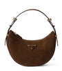 Prada Brown Suede Arqué Shoulder Bag