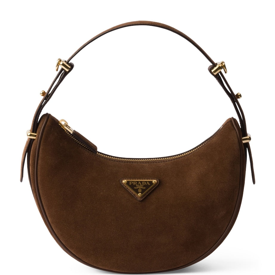 Prada Brown Suede Arqué Shoulder Bag