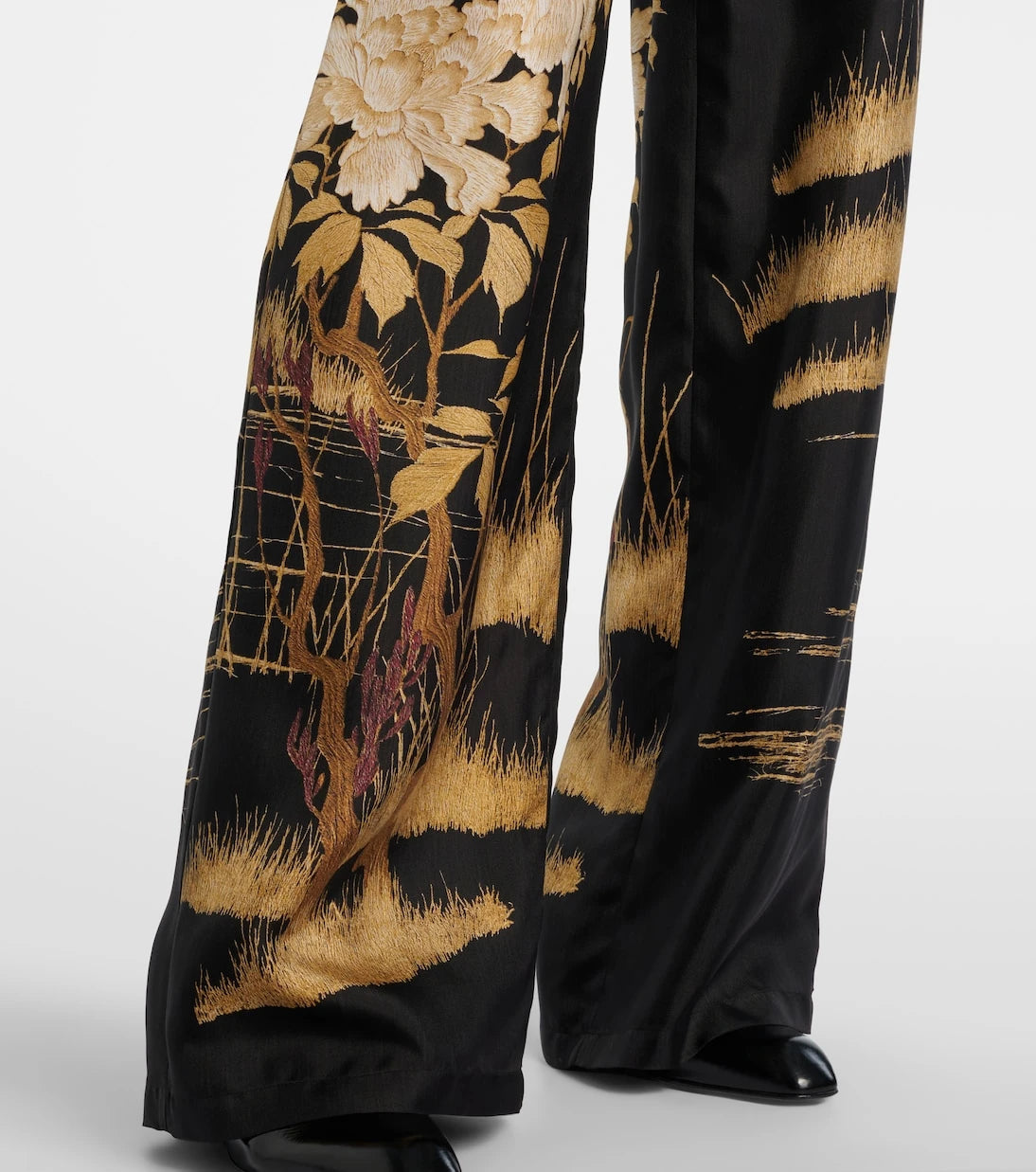 Max Mara - Mappa printed high-rise silk wide-leg pants
