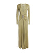 Victoria Beckham Green Long-Sleeve V-Neck Gown