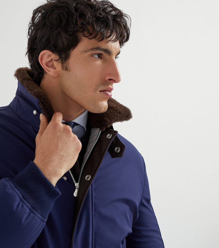 Brunello Cucinelli Blue Down-Filled Bomber Jacket